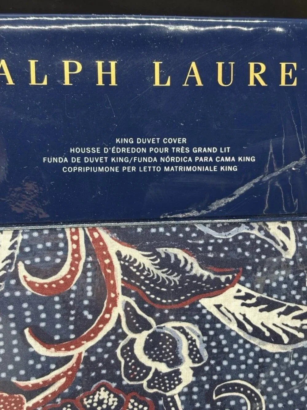 Ralph Lauren Mirabelle Queen Duvet Cover Blue Floral Cotton 94” X 96” NWOT
